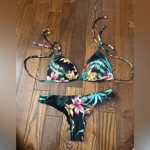 Floral Bikini Set with Tropical Print